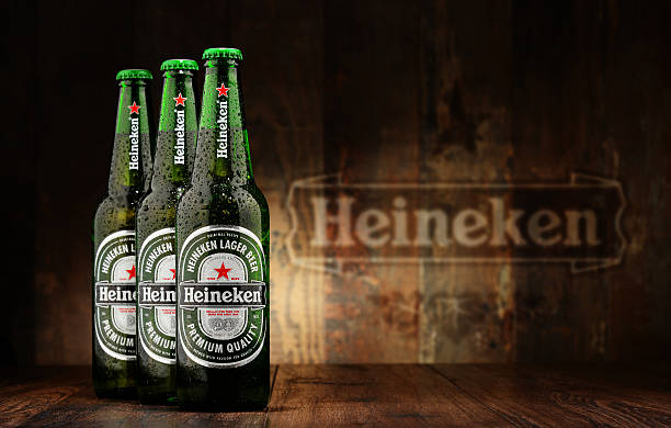 Heineken premium lager poured into a glass